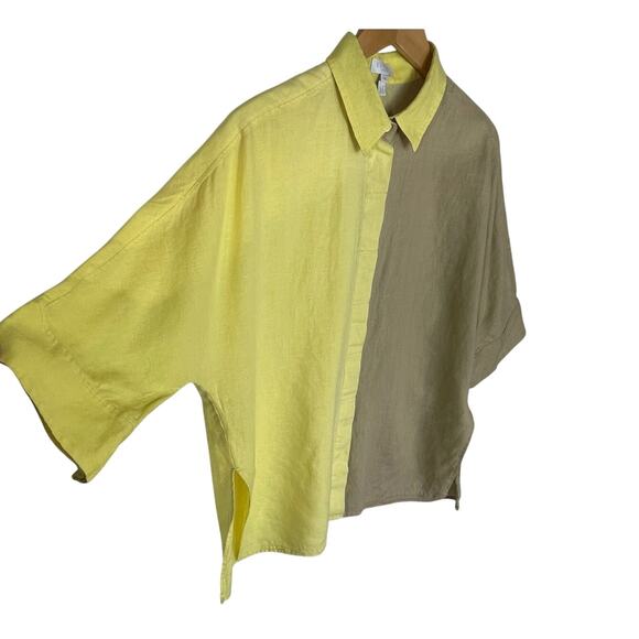 ESCADA SPORT Women’s Linen Two Toned Oversized Short Sleeve Blouse - Picture 2 of 7